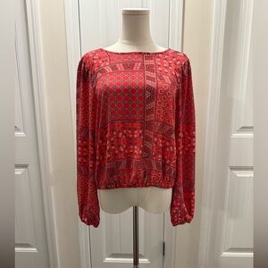 LOFT Vibrant Red Patterned Blouse